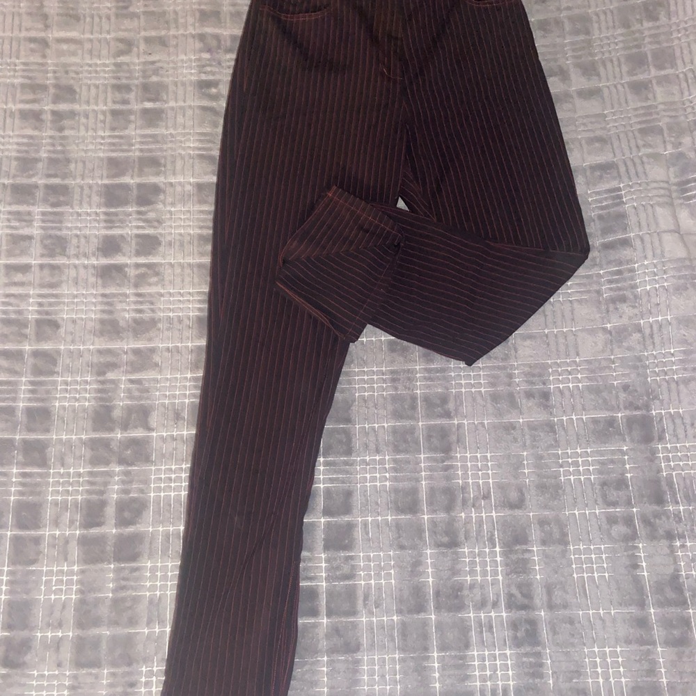 Danielle Guizio Black Pants with Red Stripes